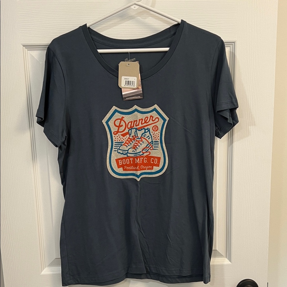 Danner Slate Blue Graphic Tee with Orange & Cream Crest